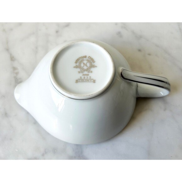 Vintage Noritake Colony China Japan Creamer White Platinum Trim - Picture 2 of 7